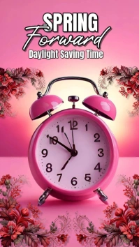 Red Floral Spring Forward  Instagram Story template