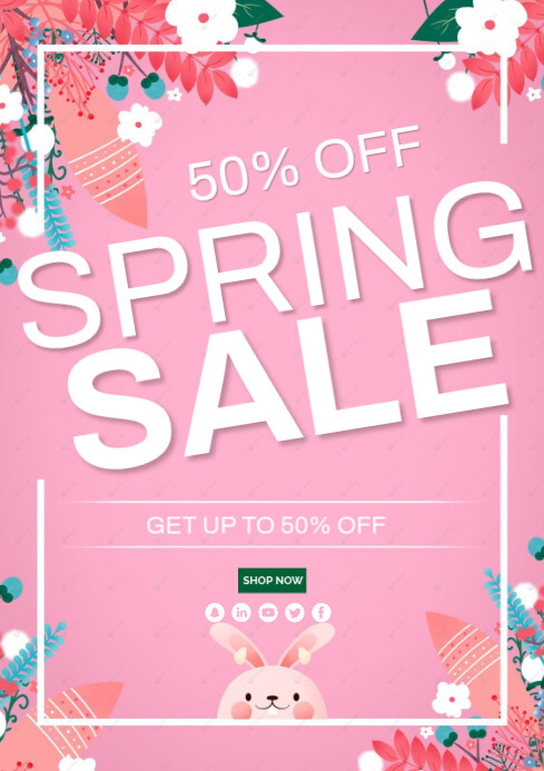 Plantilla de Red Floral Spring Sale Ad Template A4 | PosterMyWall