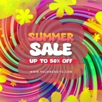 Red Floral Summer Sale Persegi (1:1) template