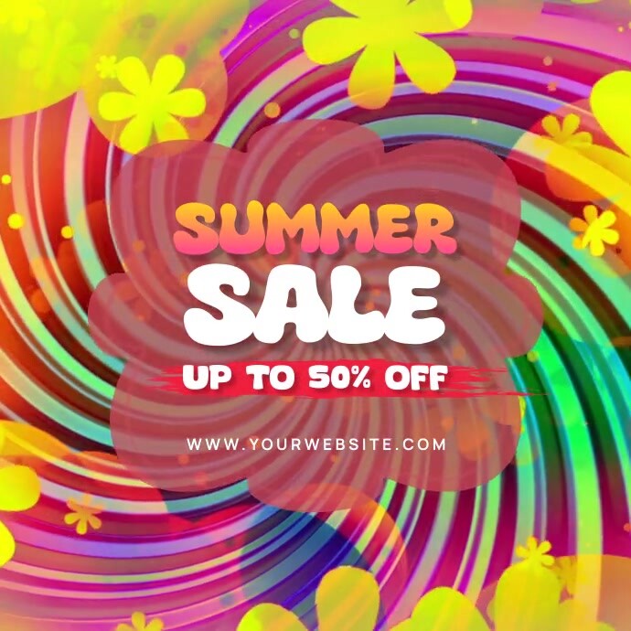Red Floral Summer Sale Persegi (1:1) template