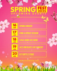Red Floral Upcoming Spring Events Instagram Portrait template