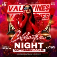 Red Floral Valentines Day Celebration Night Square (1:1) template