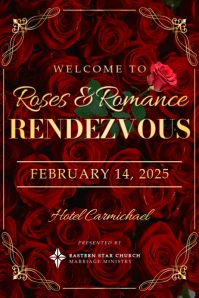 Red Floral Valentines Day  Poster template