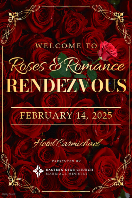 Red Floral Valentines Day  Poster Cartaz template