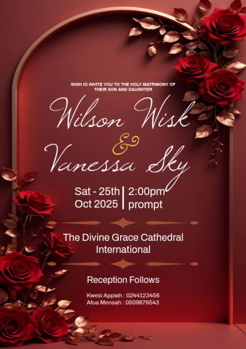 Red Wedding Invitation A4 Template | PosterMyWall