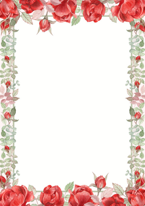 Red Rectangular Flower Border Red Flower Border Design Flower Border Png Red Floral Border Png