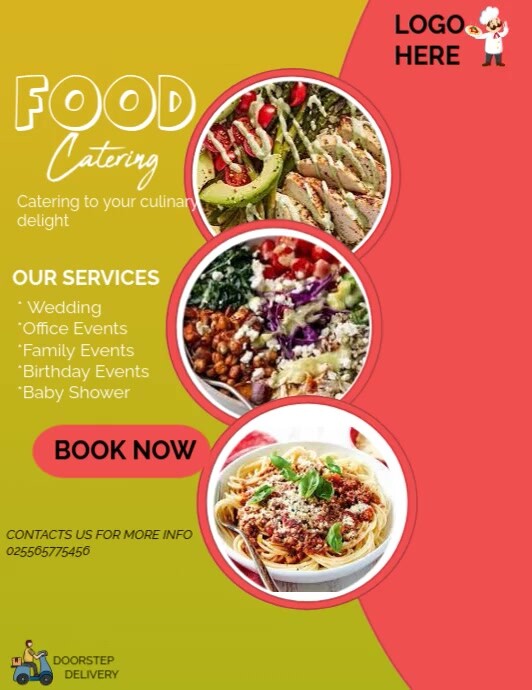 Red Food Catering Flyer (us Letter) template