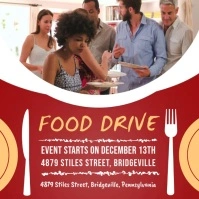 Red Food Drive Campaign Video Ad Square (1:1) template