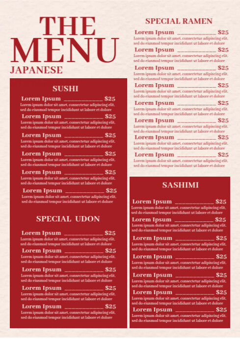 Red Food Menu Template | PosterMyWall