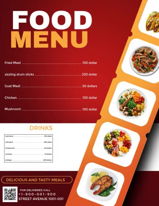 Copy of Red Food Menu Flyer (us Letter) | PosterMyWall