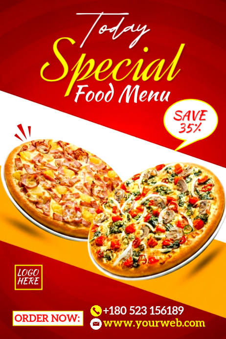 Plantilla de Red Food Menu Promotion Poster | PosterMyWall