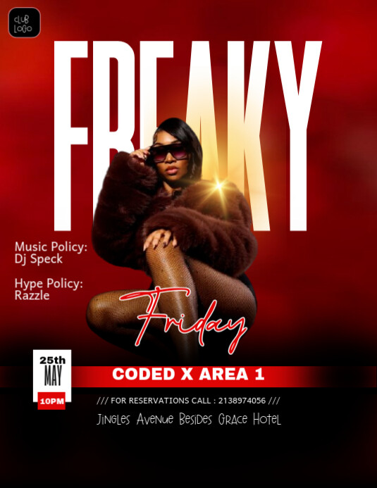 Red Freaky Friday Night Party  Flyer (us Letter) template