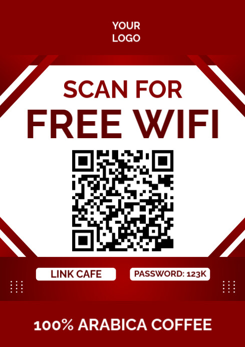 Red Free Wifi  A4 template