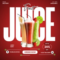 Red Fresh Fruit Juice Poster Square (1:1) template