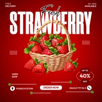 Red Fresh Strawberry Promotion Square (1:1) template