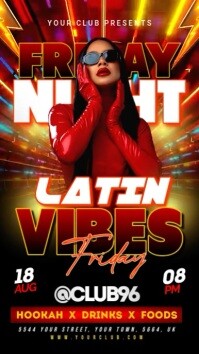 Red Friday Latin Night Party Video Flyer Instagram Story template