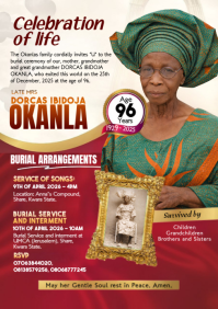 Red Funeral Announcement A4 template