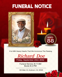 Red Funeral Announcement Instagram Portrait template