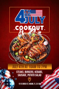 Red Futuristic 4th Of July Cookout Fly Template  Pinterest Graphic
