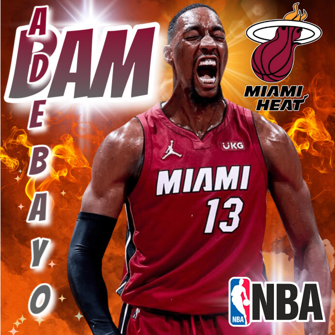 Red Futuristic Bam Adebayo Miami Heat Nba Instagram Post template