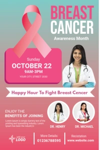 Red Futuristic Breast Cancer Conference Flyer Pinterest Graphic Pinterest-grafik template