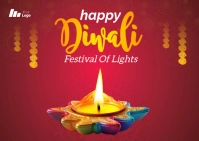 Red Futuristic Diwali Celebration Template Postcard Briefkaart