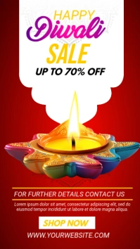 Red Futuristic  Diwali Festival Sale Digital Display (9:16) template