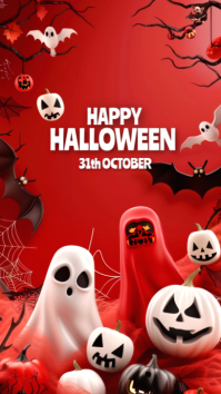 Red Futuristic Gorgeous Happy Halloween Template Instagram Story