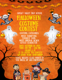 Red Futuristic Halloween Costume Contest Flyer (us Letter) template