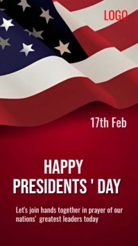 Red Futuristic Happy Presidents Day Celebration  Instagram Story Instagram-verhaal template