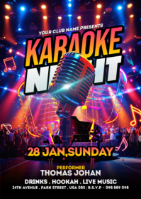 Red Futuristic Karaoke Party Flyer A6 template