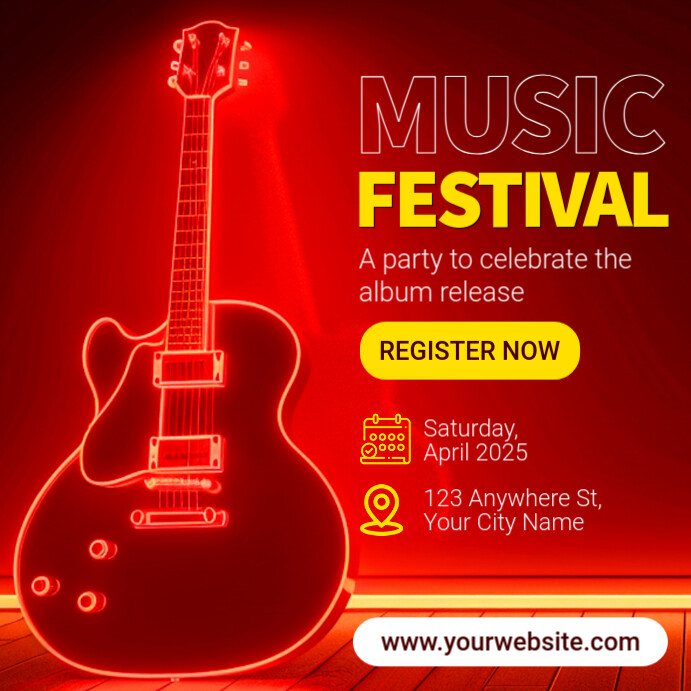 Copy of Red Futuristic Music Festival Instagram Post | PosterMyWall