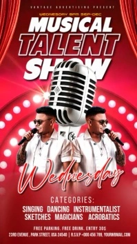 Red Futuristic Musical Talent Show Wednesday Facebook Story template