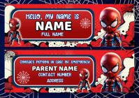 สีแดง Name Tag A4 Template