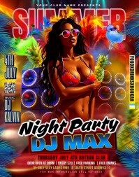 Red Futuristic Summer Night Party Flyer Poster/wallboard template