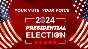 Red Futuristic Us Presidential Election Vote Twitter Post template