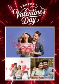 Red Futuristic Valentine's Day Photo Collage A4 template