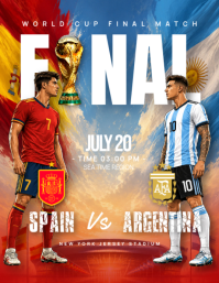 Red Futuristic World Cup Final Match Flyer Løbeseddel (US Letter) template