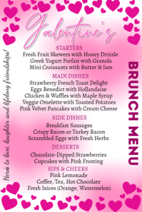 Red Galentine's Brunch Menu Poster Póster template