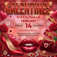 Red Galentine's Day Celebration Instagram Post template