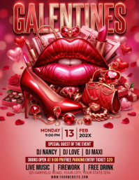 Red Galentine's Day Party Flyer template