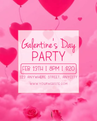 Red Galentine's Day Party Instagram Portrait Video template