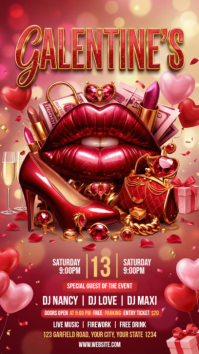 Red Galentine's Day Party Instagram Story template