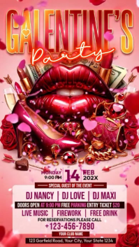 Red Galentine's Day Party Instagram Story Video template