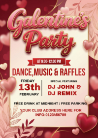 Red Galentine's Party A6 template