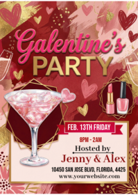 Red Galentine's Party A6 template