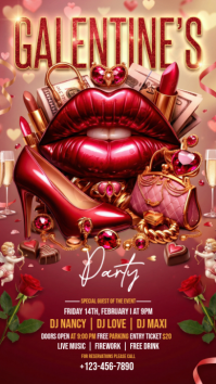 Red Galentine's Party Instagram Story template