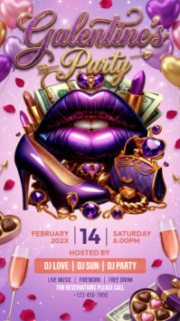 Red Galentine's Party Instagram Story template