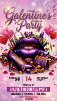 Red Galentine's Party Instagram Story template