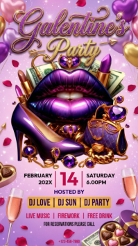 Red Galentine's Party Instagram Story template